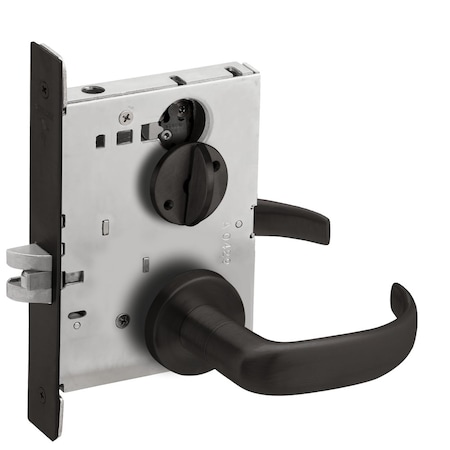 Schlage Grade 1 Bed Bathroom Privacy Mortise Lock, 17 Lever, A Rose, Flat Blk Coated Fnsh, Field Reversible L9040 17A 622